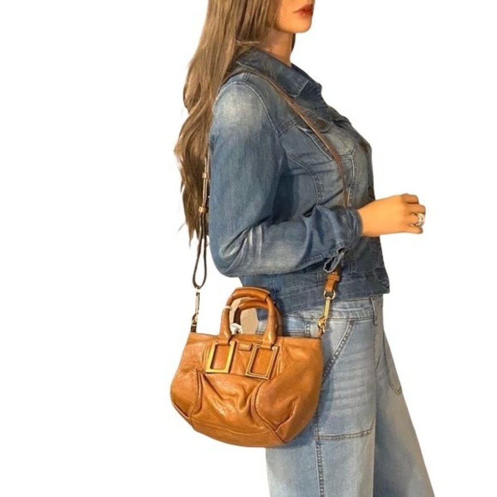Authentic Chloe Crossbody Bag Brown Leather Used Handbag On Sale Vintage